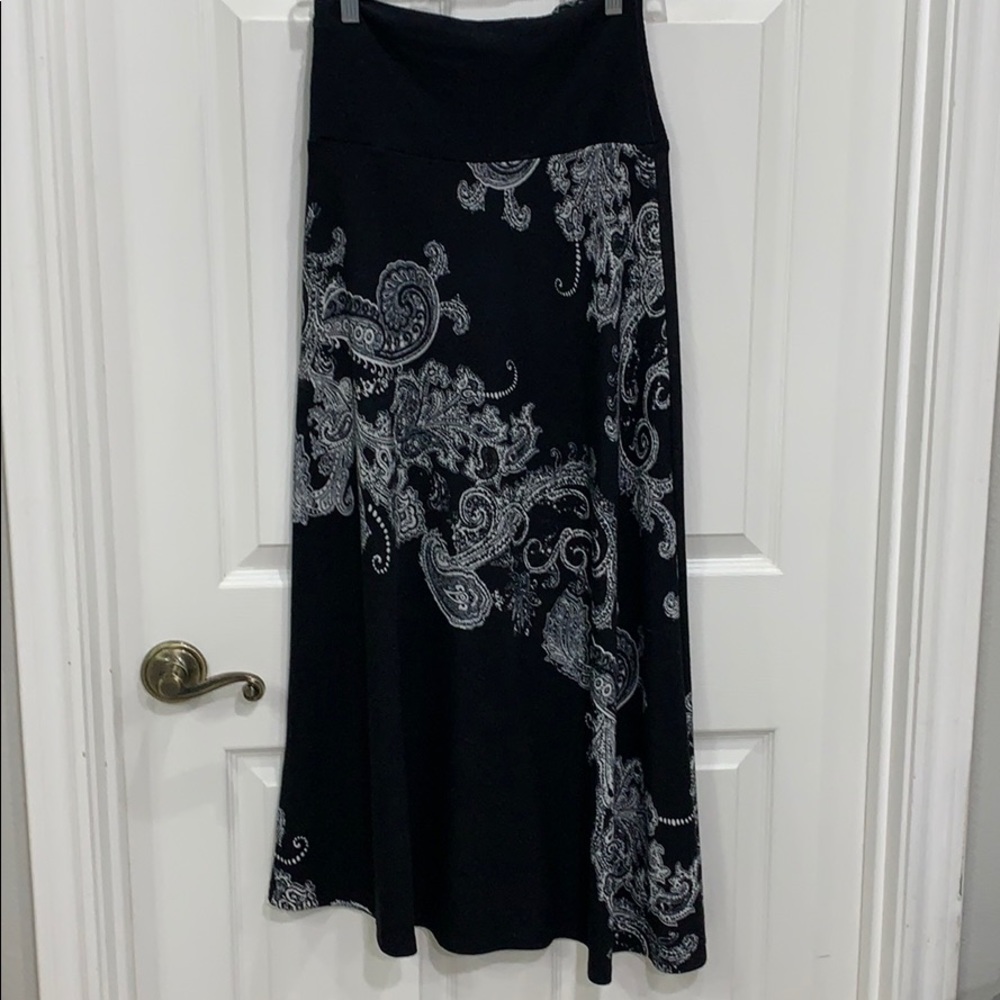 Knit long black asymmetrical skirt